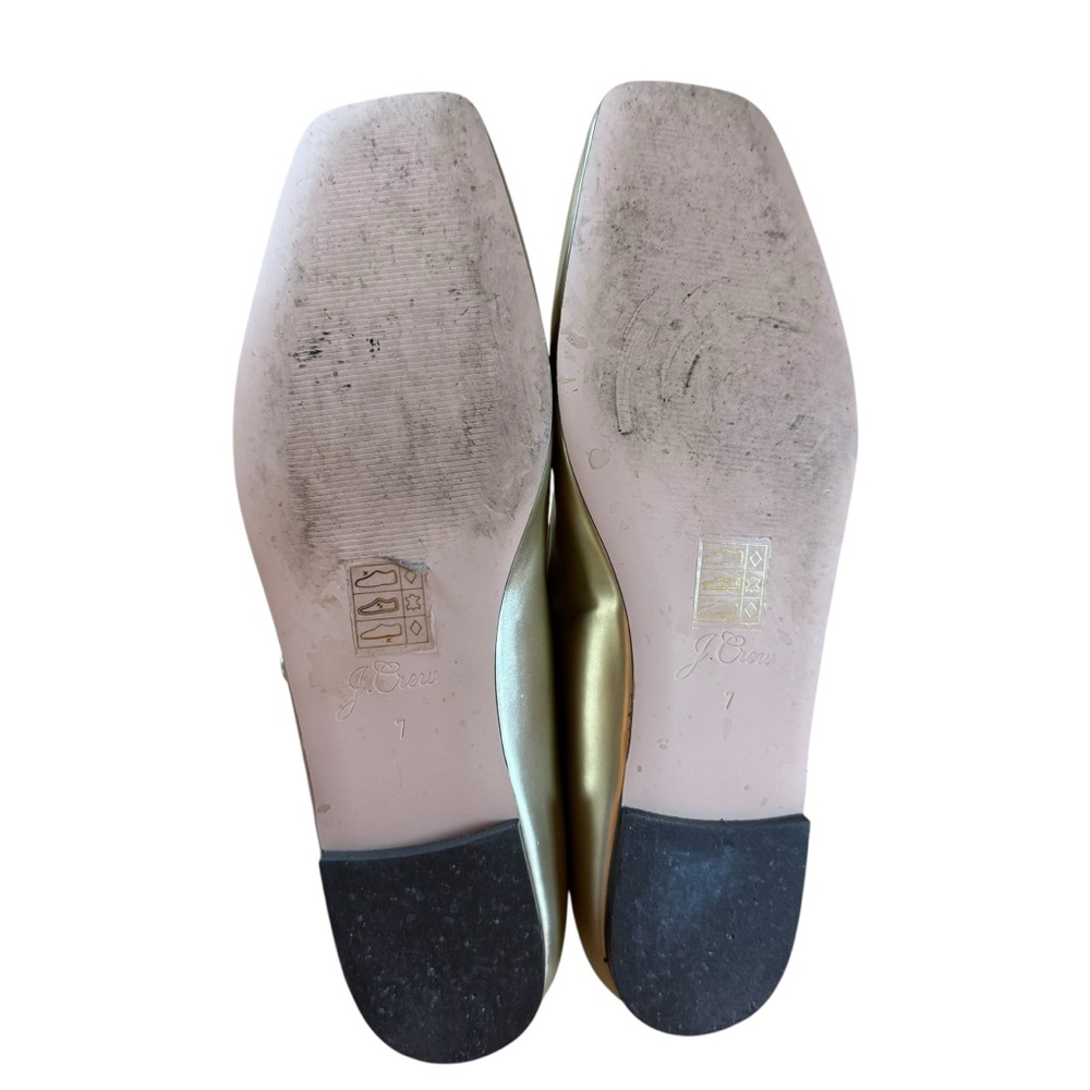 J.Crew Metallic Gold Leather Mary Jane Flats Women 7 Square Toe Ballet Shoes - Picture 12 of 14